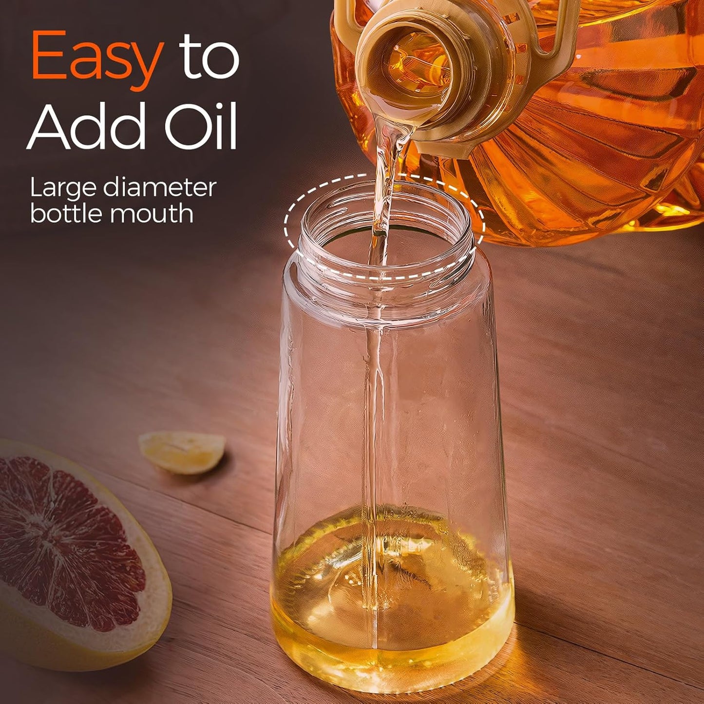 YARRAMATE Glass Olive Oil Sprayer - 16oz Premium Food Grade Dispenser with Portion Control | Orange