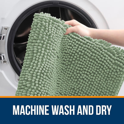 OLANLY Large Bathroom Rugs - Extra Soft Chenille Bath Mats | Quick-Dry, Machine Washable, Sage Green 59x35
