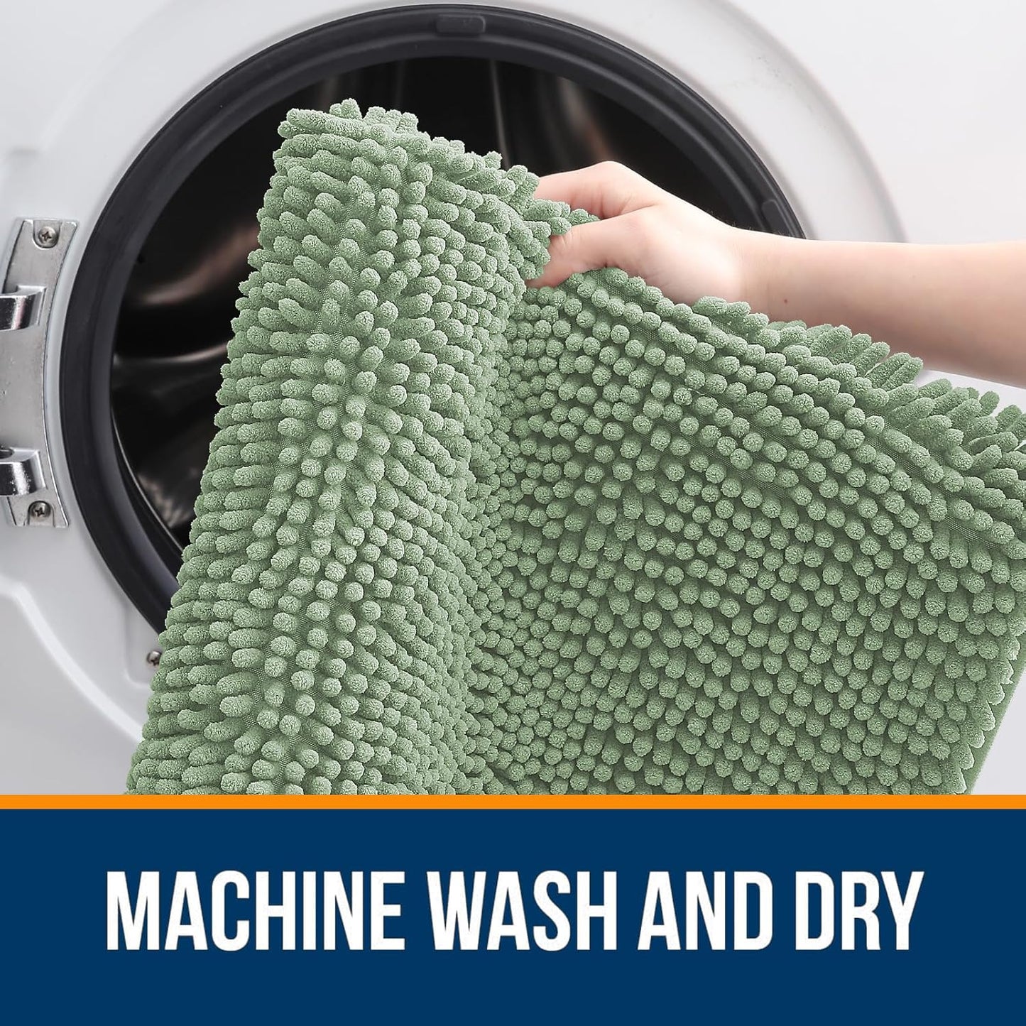 OLANLY Chenille Bath Rugs - Extra Soft & Absorbent | 24x16 Sage Green, Quick Dry & Machine Washable