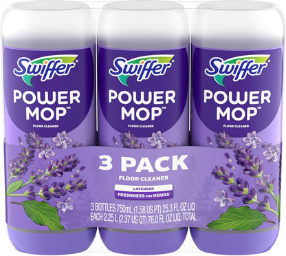 Swiffer PowerMop Floor Cleaning Solution - Lavender Scent | Triple Pack for Effortless Cleaning
