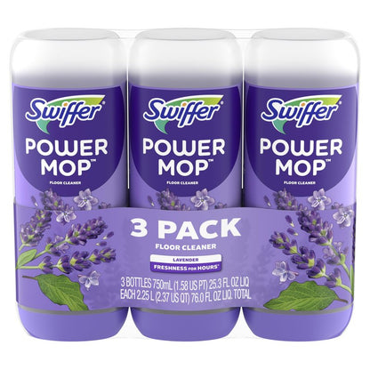 Swiffer PowerMop Floor Cleaning Solution with Lavender Scent, Triple Pack