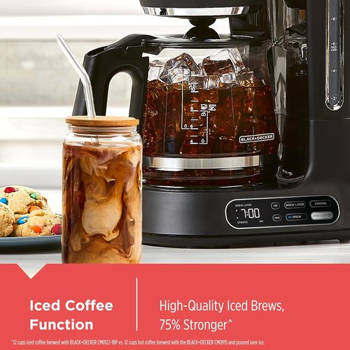 BLACK+DECKER 12-Cup Digital Coffee Maker - Programmable Iced or Hot Brew | Quick Touch & 4-Hour Keep Warm