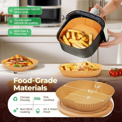 Air Fryer Liners - 150 Pcs Unbleached Parchment Paper | Non-Stick & Waterproof for 5-8 QT Baskets