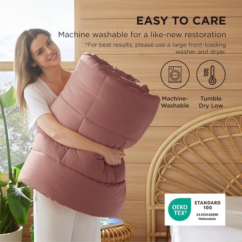 Bedsure Comforter Duvet Insert - Quilted Comforters Full Size, All Season Duvet, GentleSoft Down Alternative Bedding Blanket, with 8 Tabs, Gifts for Women/Men, Dusty Pink, Full 86 x 82 Inches