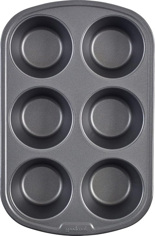 GoodCook Jumbo Texas Muffin Pan - 6-Cup Nonstick Steel Bakeware | Gray Finish