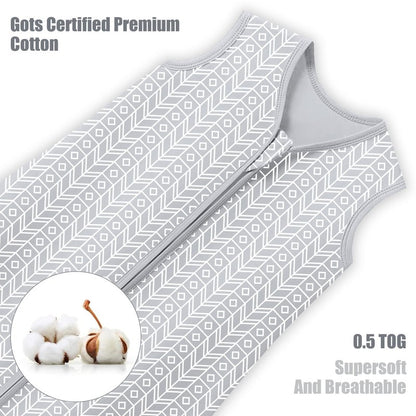 SWEET DOLPHIN Baby Sleep Sack 0-6 Months - 100% Cotton 2-Way Zipper TOG 0.5 Infant Wearable Blanket, Newborn Essentials Toddler 3 Pack Sleeping Sacks - Grey