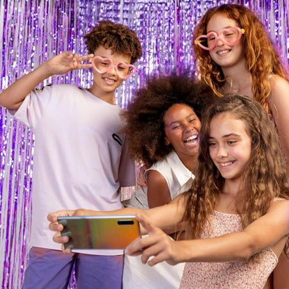 20 Pack Foil Curtain Backdrop - Purple Metallic Tinsel Fringe Curtains for Parties & Celebrations