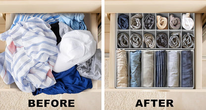 Simple Houseware Underwear Organizer - 7-Piece Drawer Divider Set in Gray for Neat Storage