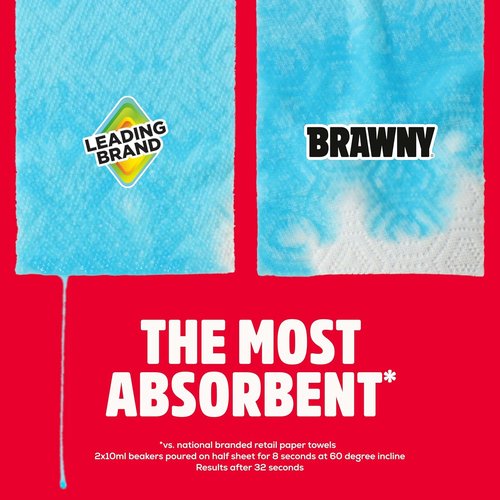 Brawny 3-Ply Paper Towels - Mega Roll Equals 2 Regular Rolls | Strong, Absorbent, Durable