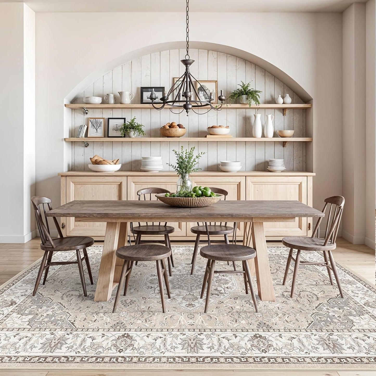 Regine Switzerland Washable Large 9x12 Area Rug - Soft, Non-Slip, Stain-Resistant Carpet for Living Room & Bedroom (Beige)