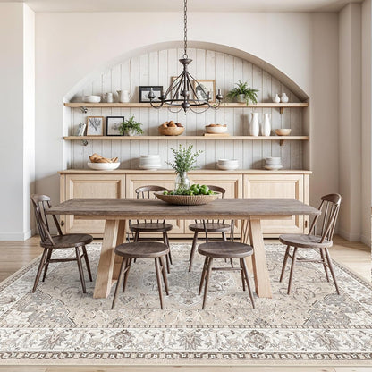Regine Switzerland Washable Large 9x12 Area Rug - Soft, Non-Slip, Stain-Resistant Carpet for Living Room & Bedroom (Beige)
