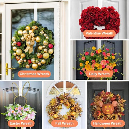 Clear Wreath Hanger by [Brand Name] - Non-Scratch Over The Door Hooks | 2 Pack for Easter & Christmas Decor