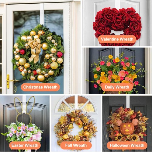 Clear Wreath Hanger - 15" Invisible Over The Door Hook | Non-Scratch, 10lb Heavy Duty Decor