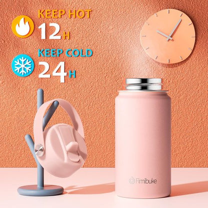 Fimibuke Kids Insulated Water Bottle - 14oz BPA-Free Stainless Steel Tumbler | Leak-Proof Double Wall Design (2 Pack, Candy/Bubble)