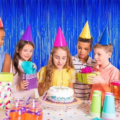 Blue Party Decorations by [Brand Name] - 2 Pack Tinsel Backdrop Streamers for Birthdays & Weddings