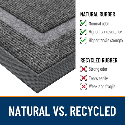 OLANLY Waterproof Front Door Mat - All-Season, Sturdy Natural Rubber, Easy Clean | 59x35, Dark Grey