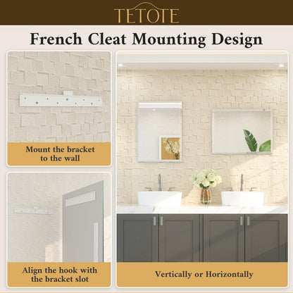 TETOTE 22" x 30" Bathroom Mirror Frameless Tempered Wall Mounted Beveled Mirror for Bathroom