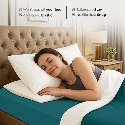 Utopia Bedding King Fitted Sheet - Deep Pocket Soft Microfiber - Fade Resistant & Easy Care - Teal