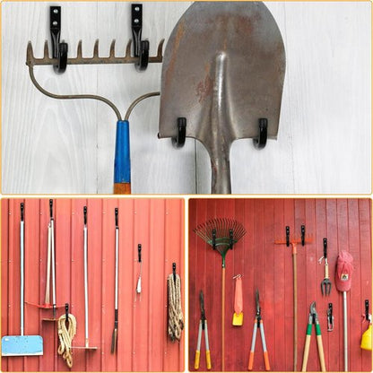 KURUI Heavy Duty Garage Hooks - 6 Pack Storage Hooks for Tools & Cords | Black Wall Mount Utility Hooks
