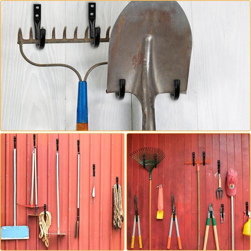 KURUI Heavy Duty Metal Wall Hooks - 6Pcs for Garage Organization | Large Black Utility J Hooks