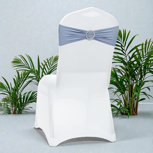 MDS Spandex Chair Sashes - Universal Fit Elastic Stretch Bands with Buckle Slider Bow | Dusty Blue, Pack of 125