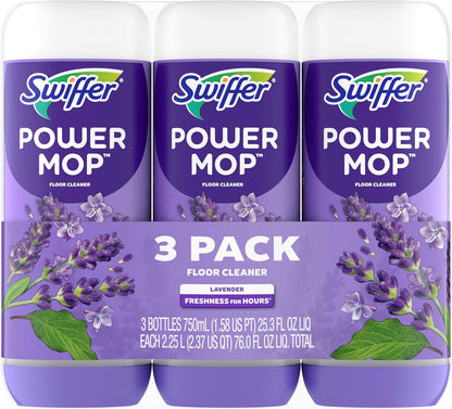 Swiffer PowerMop Floor Cleaning Solution - Lavender Scent | Triple Pack for Effortless Cleaning