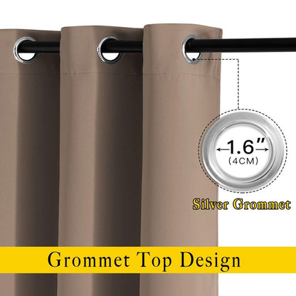 NICETOWN Blackout Draperies Curtains Panels - Window Treatment Thermal Insulated Solid Grommet Blackout Drapes for Bedroom (Set of 2, 52 by 45 Inch, Cappuccino)