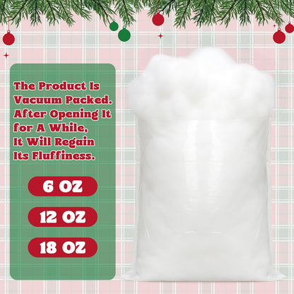QZYL Artificial Snow - Fluffy 12 OZ Vacuum Packaged Faux Snow for Christmas Decor | White Craft Cotton
