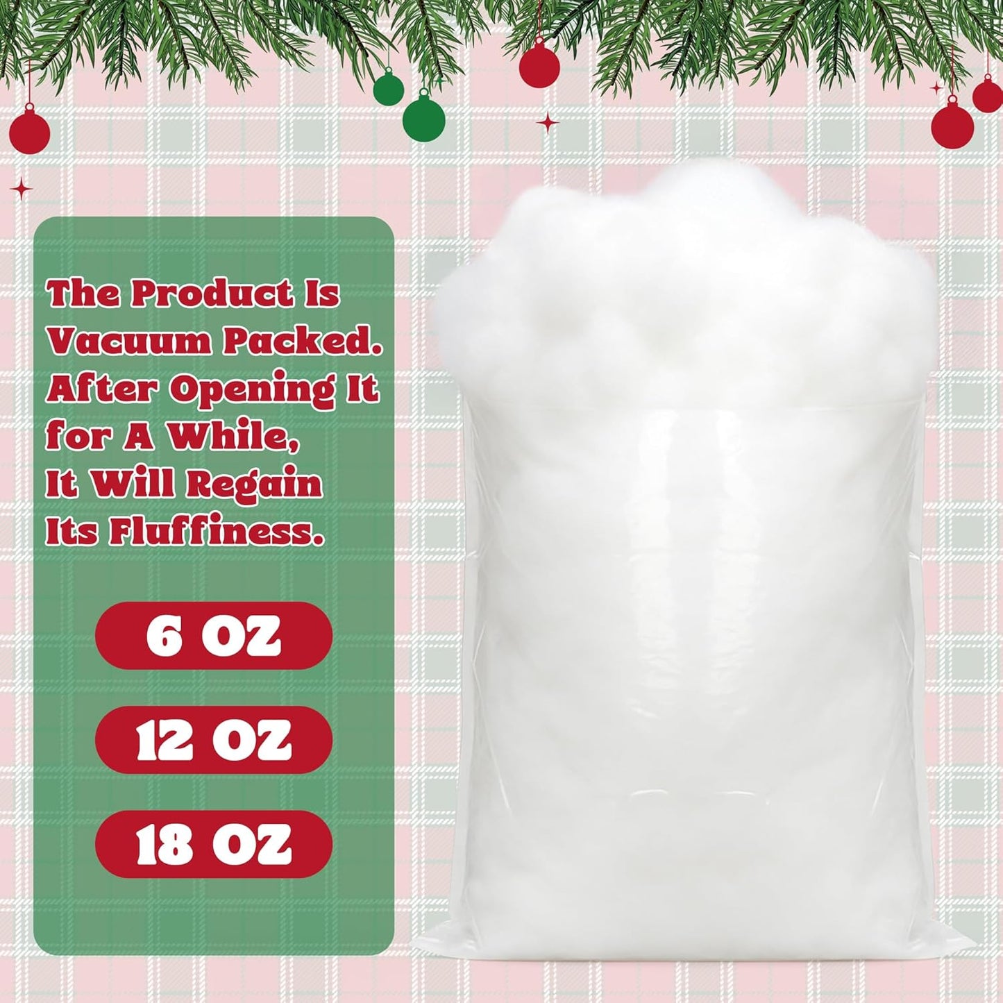 QZYL Snow Fluff | 18 Oz Vacuum Packaged Artificial Snow for Christmas Decor & Winter Displays