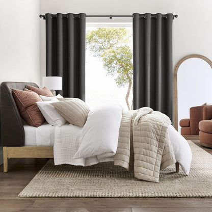NICETOWN Room Darkening Curtains - Grey Drapery Panels, 2-Pack | W52 x L96 for Ultimate Light Control