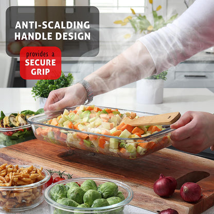 Nestl 8pc Glass Baking Dishes Set - Leakproof Oven & Microwave Safe Food Storage Containers | 9x13 Lasagna Pan
