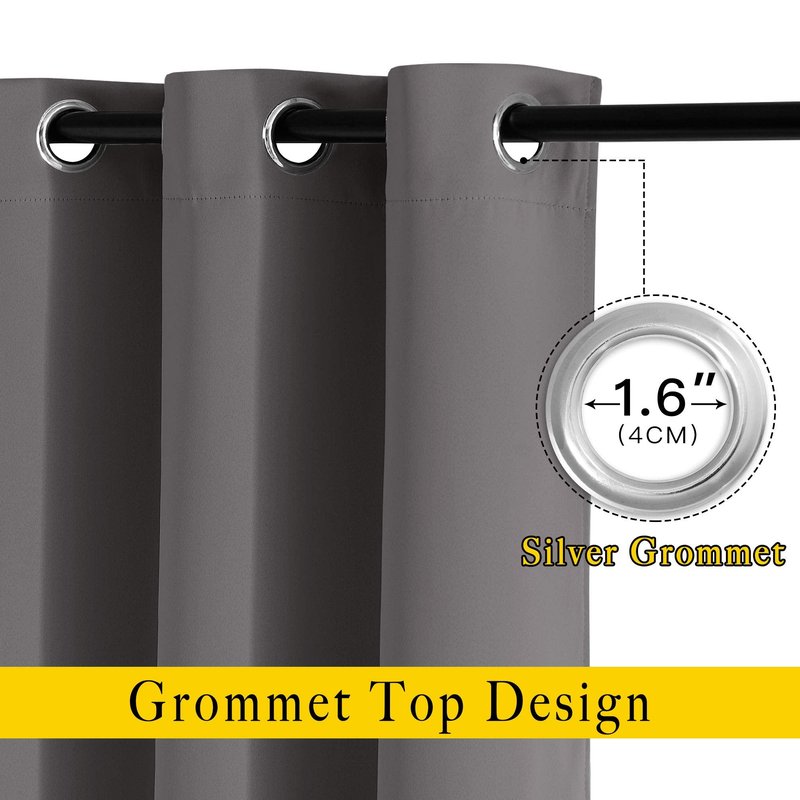 NICETOWN Blackout Window Curtains 84 inch Long - Grommet Top Room Darkening Thermal Insulated Solid Vertical Drapes for Bedroom/Kid Room (2 Panels, 37 x 84 Inch, Grey)
