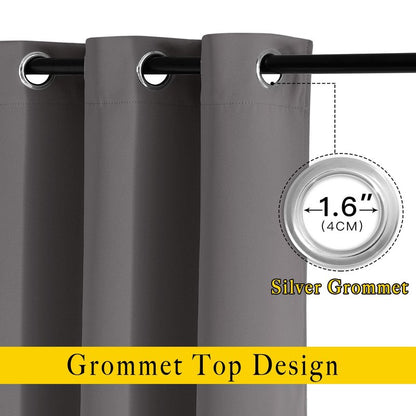 NICETOWN Blackout Window Curtains 84 inch Long - Grommet Top Room Darkening Thermal Insulated Solid Vertical Drapes for Bedroom/Kid Room (2 Panels, 37 x 84 Inch, Grey)