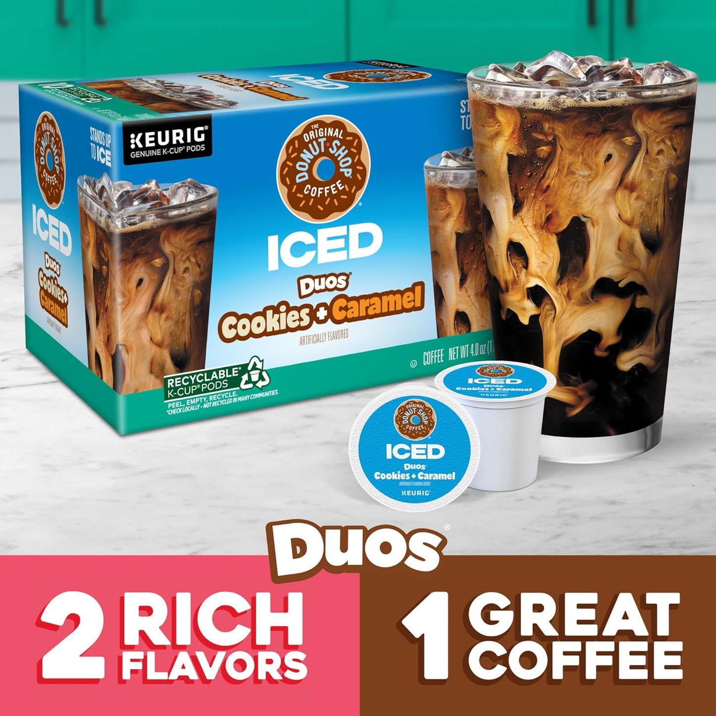 Original Donut Shop | Iced Duos Cookies & Caramel Coffee K-Cup Pods - 72 Count