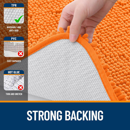 OLANLY Large Bath Rugs - Extra Soft Chenille with Rubber Backing | Quick Dry & Machine Washable - 40x32, Orange