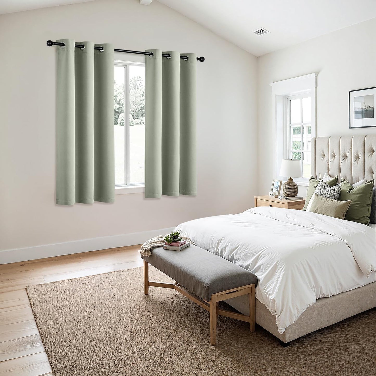 MIULEE Sage Green Blackout Curtains - Thermal Insulated Room Darkening Drapes | 64 Inches Long, 2 Panels