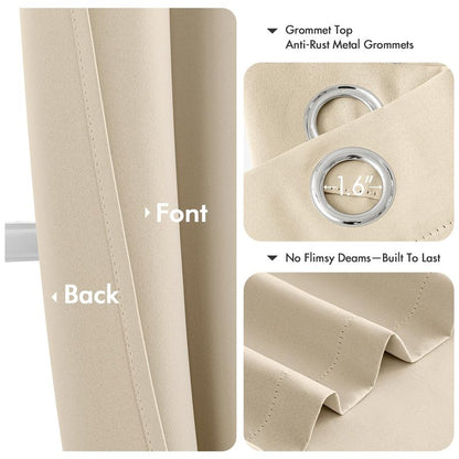MIULEE Cream Beige Blackout Curtains for Bedroom Living Room 84 Inches Long 2 Panels, Thermal Insulated Room Darkening Drapes Solid Grommet Noise Reduction Light Blocking Window Treatments 50x84 Inch