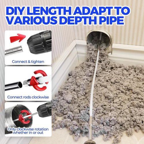 Holikme Dryer Vent Cleaner Kit - 35 Feet Flexible Lint Brush with Drill Attachment & Chimney Brushes