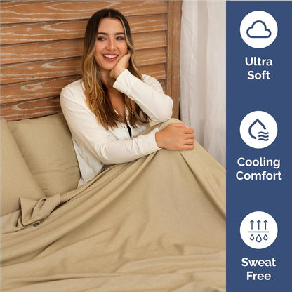 Skiennix Full Size 4-Piece Sheet Set - Comfy, Breathable & Cooling Hotel Luxury Bedding - Tan, Deep Pockets, Soft & Wrinkle-Free
