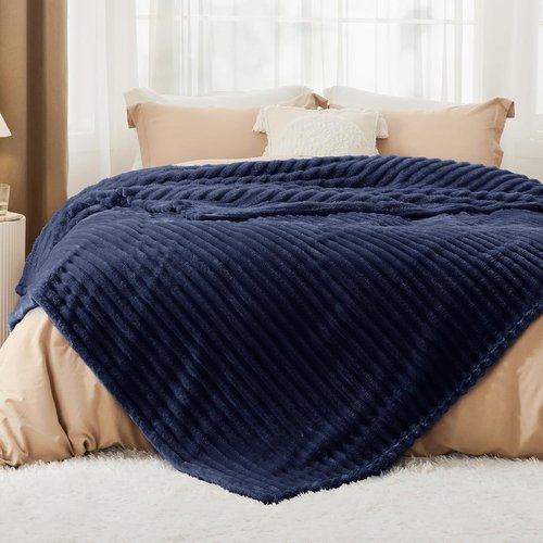 Bedsure GentleSoft Navy Fleece Blanket - Cozy Soft Throw for Couch, Perfect for Women, 108x90 Inches