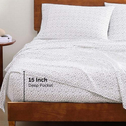 LANE LINEN King Bed Set - 100% Organic Cotton, Ultra Soft Percale Weave, Haze Grey