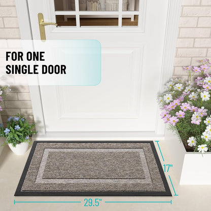 OLANLY Waterproof Front Door Mat - All-Season Natural Rubber Doormat | Easy Clean, 29.5x17, Khaki & White