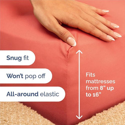 King Size 4 Piece Sheet Set - Ultra-Soft Cooling Bed Sheets for Luxurious Comfort - Oeko-Tex Certified - Coral