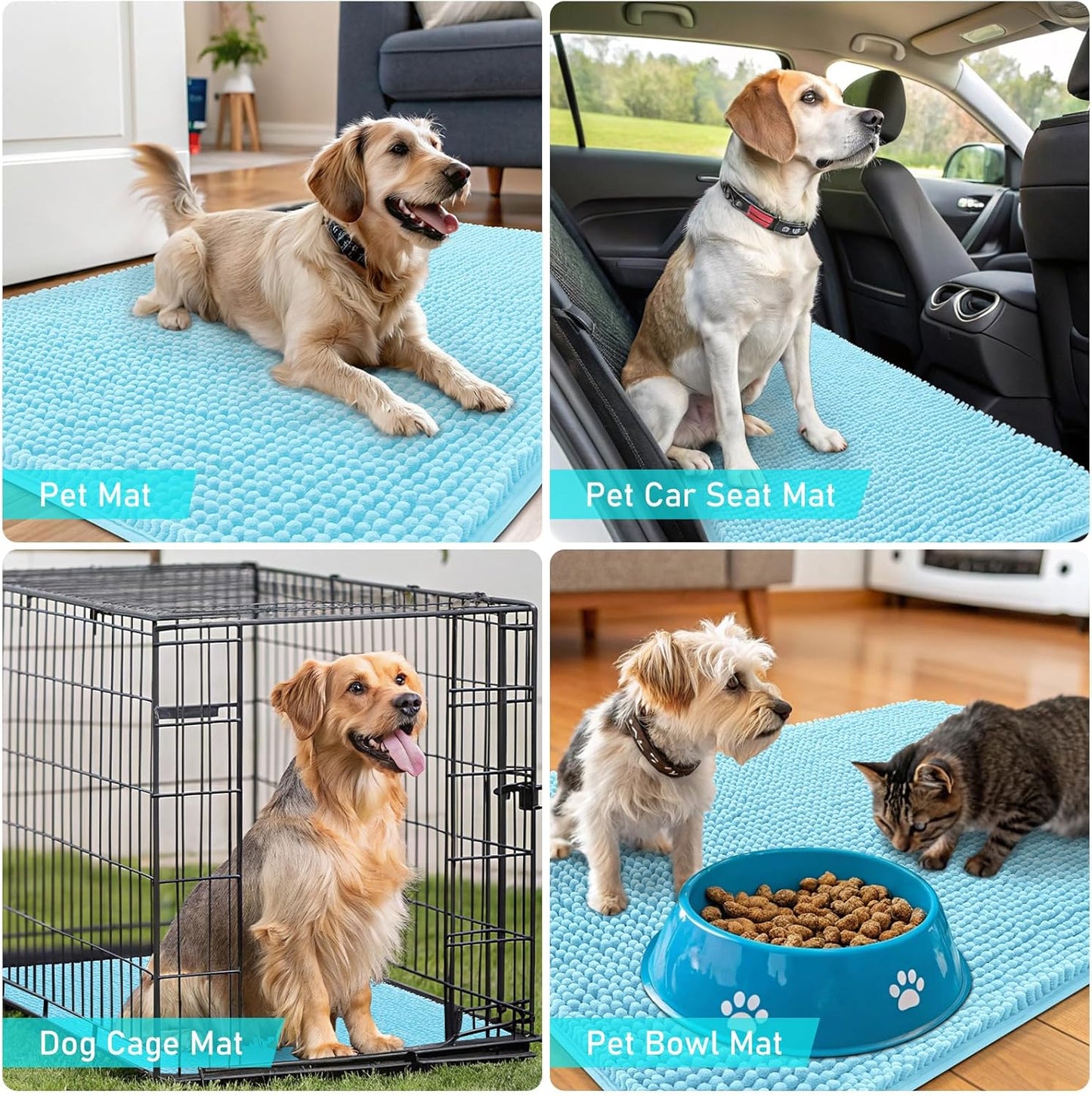 OLANLY Dog Door Mat - Absorbent Non-Slip Washable Doormat for Muddy Paws | 59x20 Inches, Blue