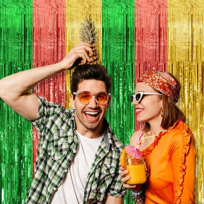 Hawaii Backdrop Party Decorations - 10 Pack Tinsel Curtain Streamers for Vibrant Summer Celebrations