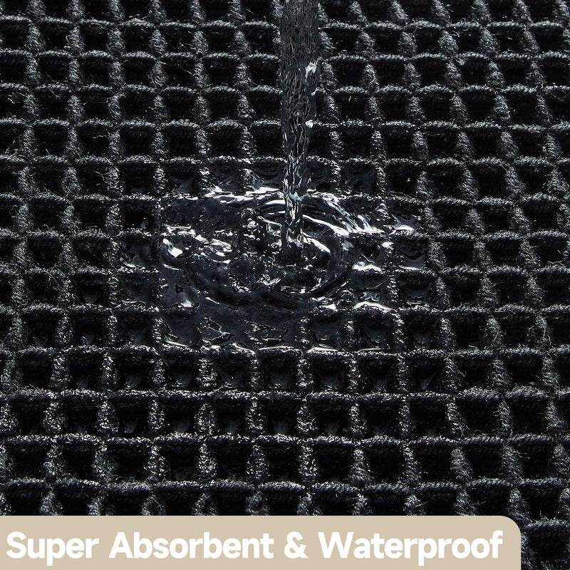 TYUU Black Bathroom Rug, Waffle Bath Mat Non Slip Washable Super Absorbent Quick Dry Boho Farmhouse Bathroom Decor, 36"x24"/ 3'x2' Black