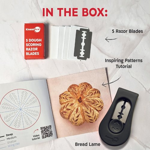 KNEADACE Magnetic Bread Lame - Professional Dough Scoring Tool with Extractable Blade & 5 Razor Blades