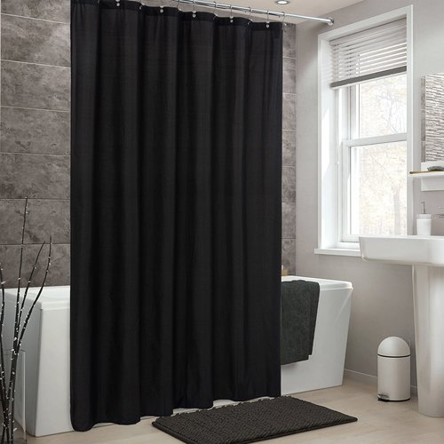 ALYVIA SPRING Stall Fabric Shower Curtain Liner Waterproof - Soft & Lightweight Long Stall Size Shower Curtain with Magnets, Machine Washable - 54x78, Black
