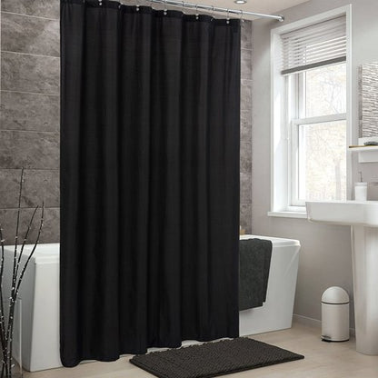ALYVIA SPRING Stall Fabric Shower Curtain Liner Waterproof - Soft & Lightweight Long Stall Size Shower Curtain with Magnets, Machine Washable - 54x78, Black