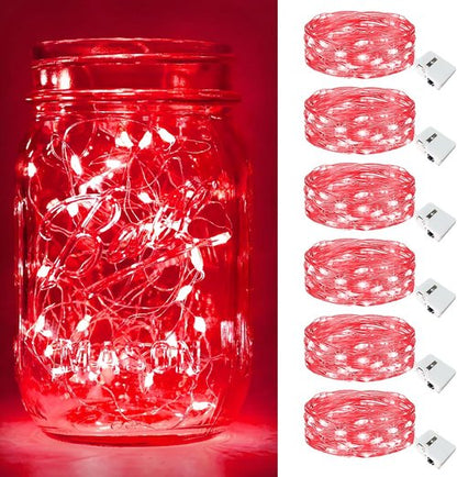 Btfarm 6 Pack Fairy Lights - Battery Operated 20 LED Twinkle Lights | Waterproof Mini Silver Wire for Christmas & Weddings
